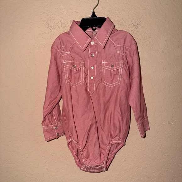 Rafter C Other - Rafter C Western Rodeo Long Sleeve Baby Bodysuit- Pearl Snaps